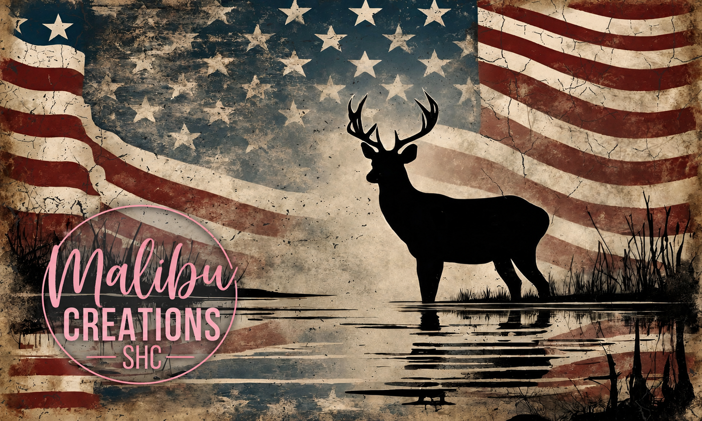 American Flag and Deer