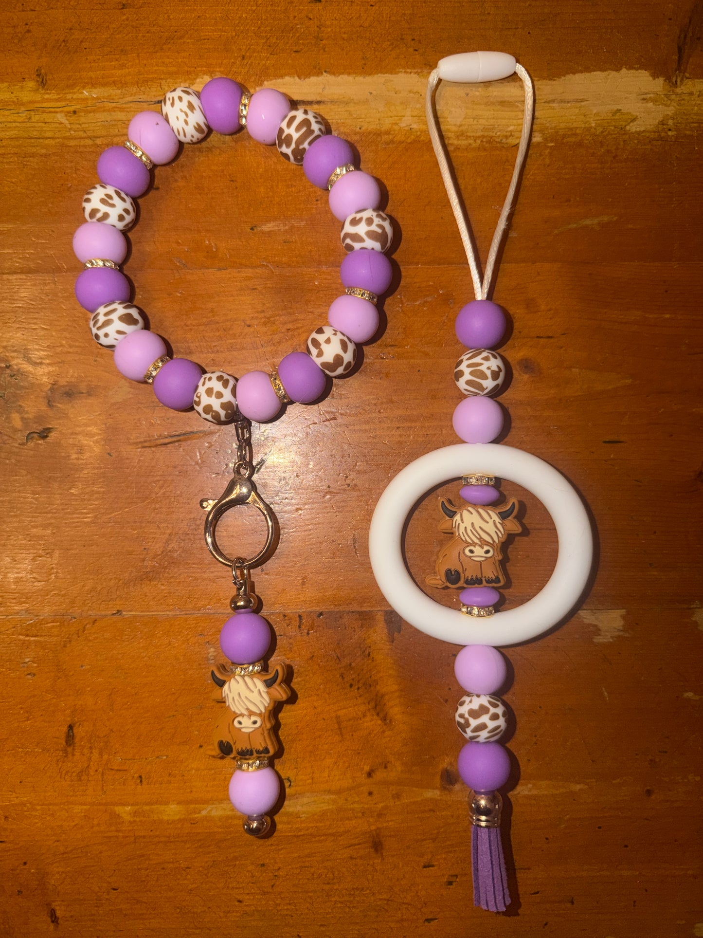 Purple Cow Beaded Set