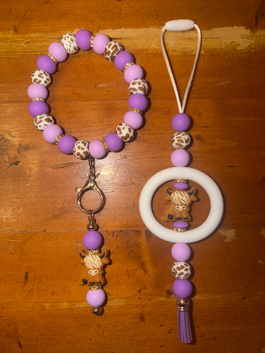 Purple Cow Beaded Set