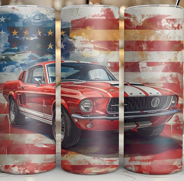 Mustang with Flag